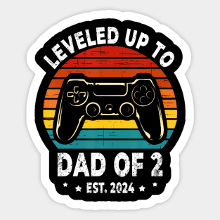 Leveled Up To Dad Of 2 Level Unlocked Daddy Again Father Day Sticker